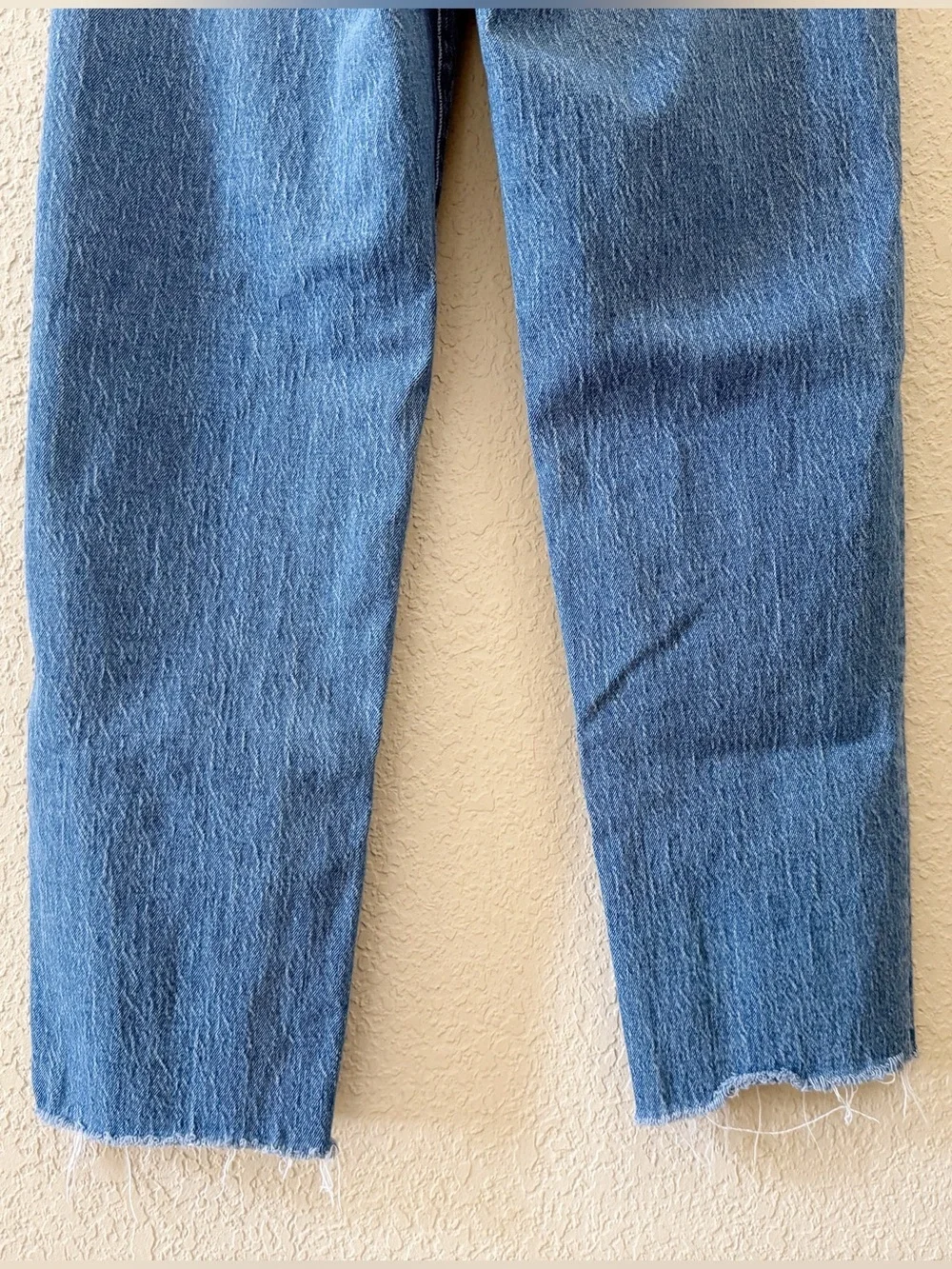 Madewell Jeans The Mid Rise Perfect Vintage Crossover Zipper Raw Hem Blue 27